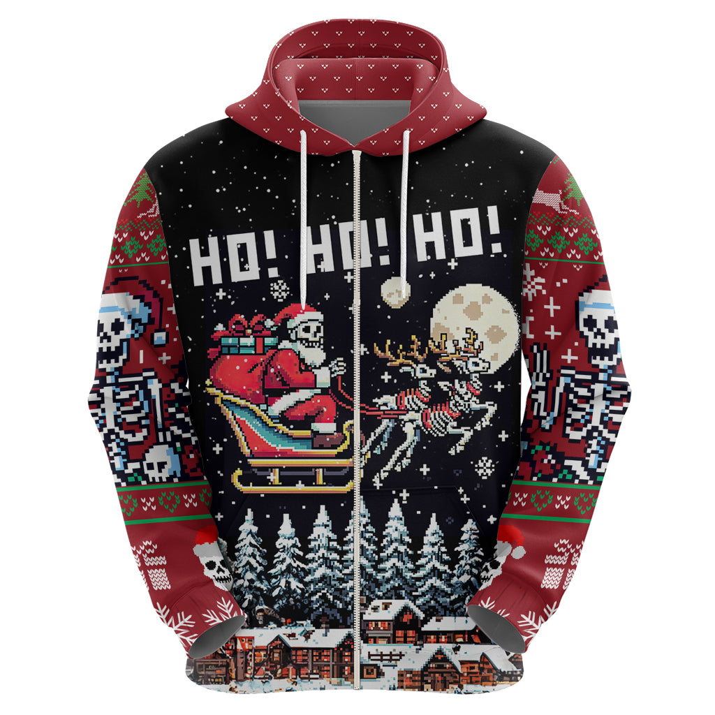 Skeleton Santa Claus Hoodie Santa Is Coming Ho Ho Ho - Wonder Print Shop