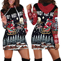 Skeleton Santa Claus Hoodie Dress Santa Is Coming Ho Ho Ho - Wonder Print Shop