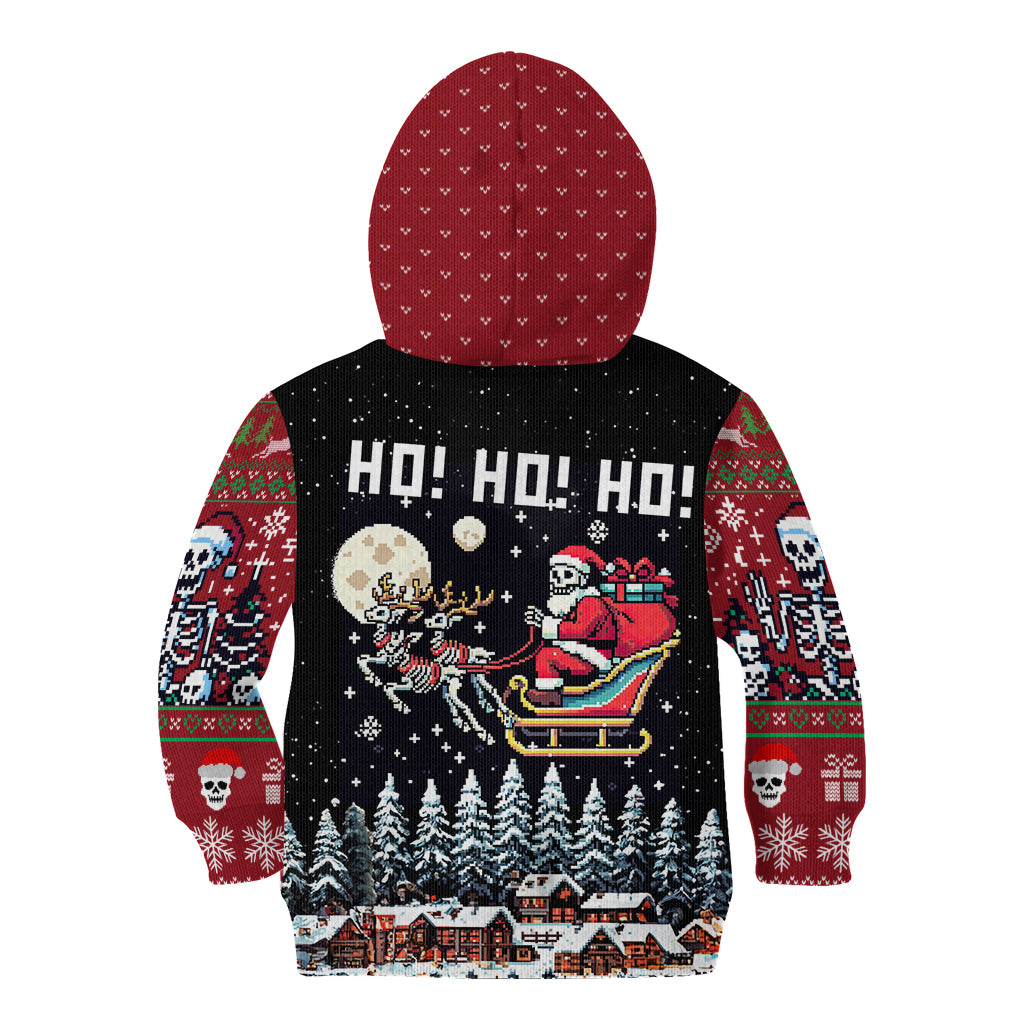 Skeleton Santa Claus Kid Hoodie Santa Is Coming Ho Ho Ho - Wonder Print Shop
