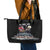 Skeleton Santa Claus Leather Tote Bag Santa Is Coming Ho Ho Ho - Wonder Print Shop