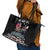 Skeleton Santa Claus Leather Tote Bag Santa Is Coming Ho Ho Ho - Wonder Print Shop