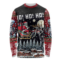 Skeleton Santa Claus Long Sleeve Shirt Santa Is Coming Ho Ho Ho - Wonder Print Shop