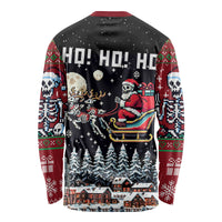 Skeleton Santa Claus Long Sleeve Shirt Santa Is Coming Ho Ho Ho - Wonder Print Shop