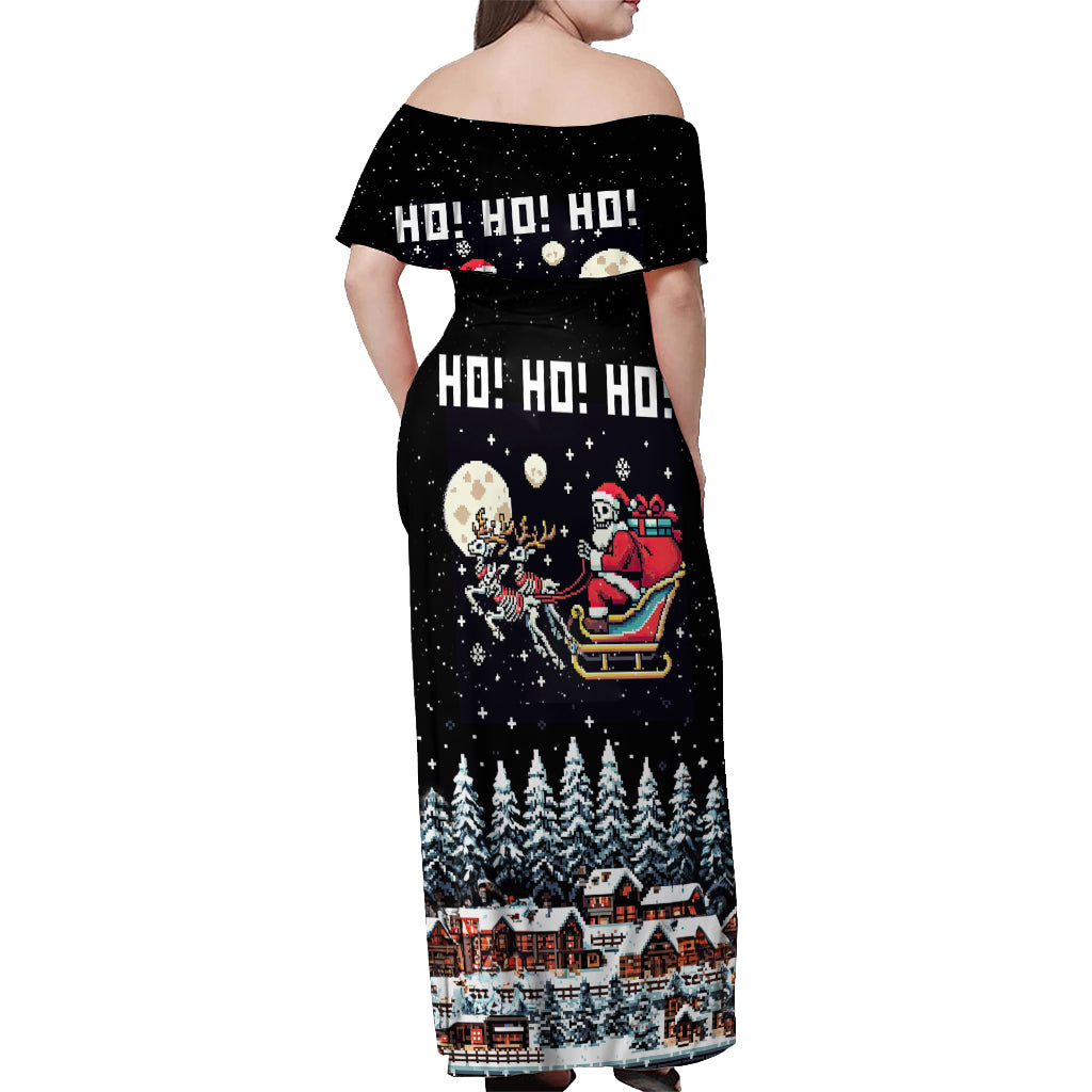 Skeleton Santa Claus Off Shoulder Maxi Dress Santa Is Coming Ho Ho Ho - Wonder Print Shop