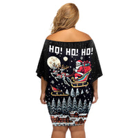 Skeleton Santa Claus Off Shoulder Short Dress Santa Is Coming Ho Ho Ho - Wonder Print Shop