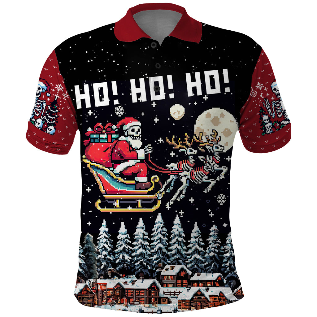Skeleton Santa Claus Polo Shirt Santa Is Coming Ho Ho Ho - Wonder Print Shop