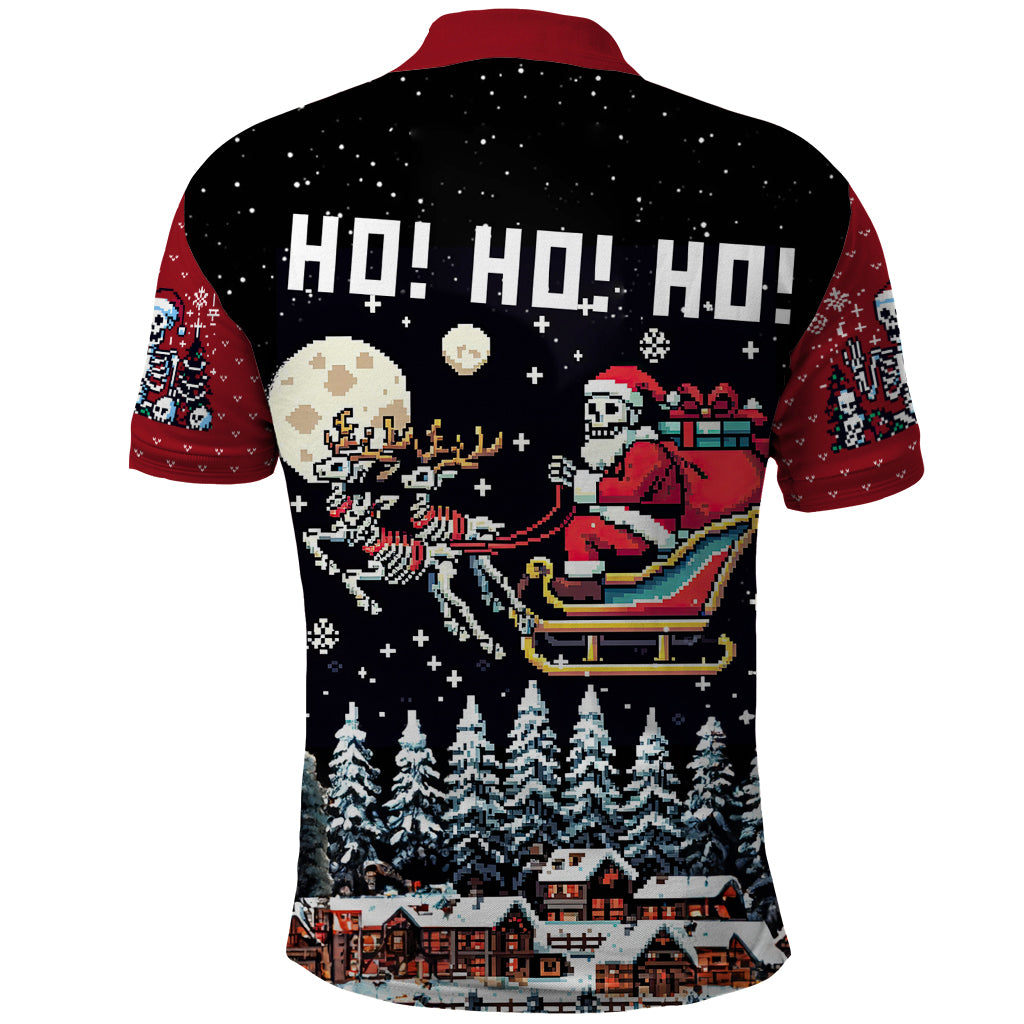 Skeleton Santa Claus Polo Shirt Santa Is Coming Ho Ho Ho - Wonder Print Shop