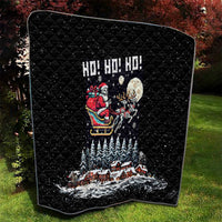 Skeleton Santa Claus Quilt Santa Is Coming Ho Ho Ho - Wonder Print Shop