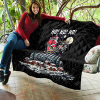 Skeleton Santa Claus Quilt Santa Is Coming Ho Ho Ho - Wonder Print Shop