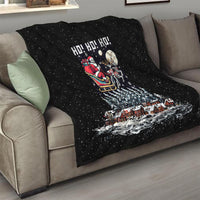 Skeleton Santa Claus Quilt Santa Is Coming Ho Ho Ho - Wonder Print Shop