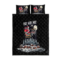 Skeleton Santa Claus Quilt Bed Set Santa Is Coming Ho Ho Ho - Wonder Print Shop