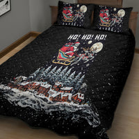 Skeleton Santa Claus Quilt Bed Set Santa Is Coming Ho Ho Ho - Wonder Print Shop