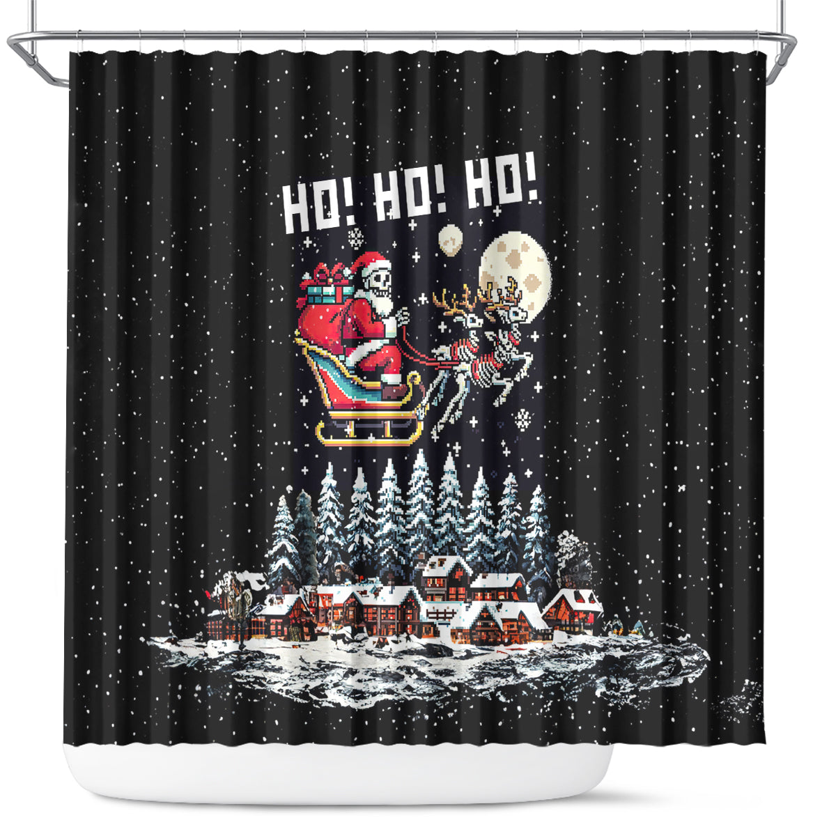 skeleton-santa-claus-shower-curtain-santa-is-coming-ho-ho-ho