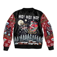 Skeleton Santa Claus Sleeve Zip Bomber Jacket Santa Is Coming Ho Ho Ho - Wonder Print Shop