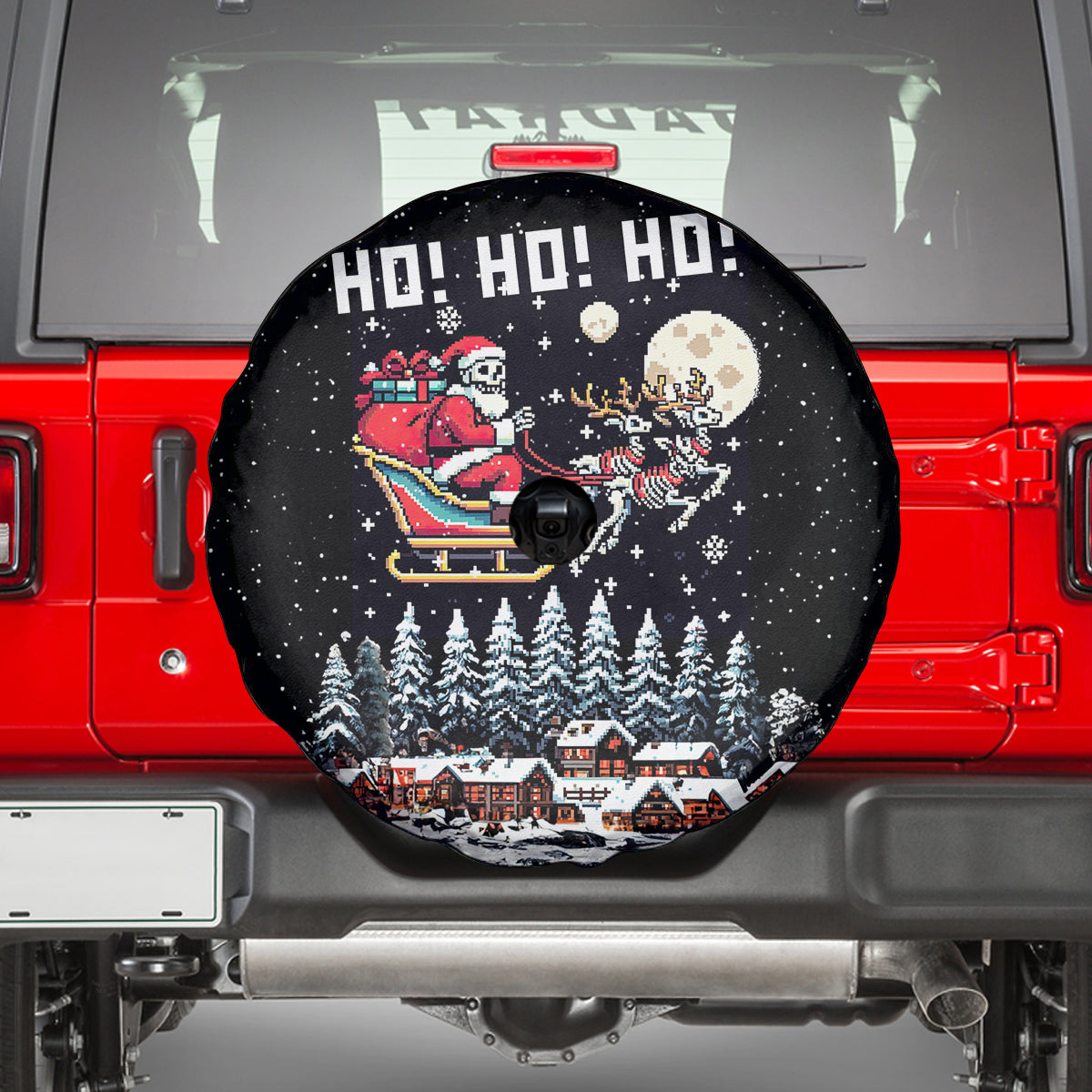 Skeleton Santa Claus Spare Tire Cover Santa Is Coming Ho Ho Ho - Wonder Print Shop