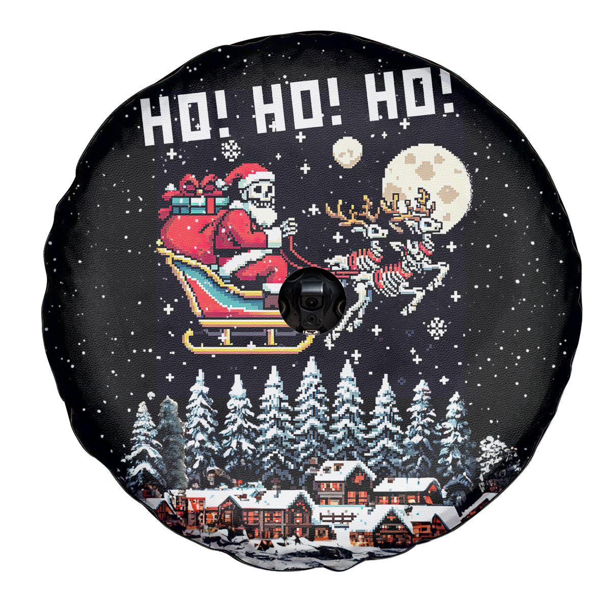 Skeleton Santa Claus Spare Tire Cover Santa Is Coming Ho Ho Ho - Wonder Print Shop