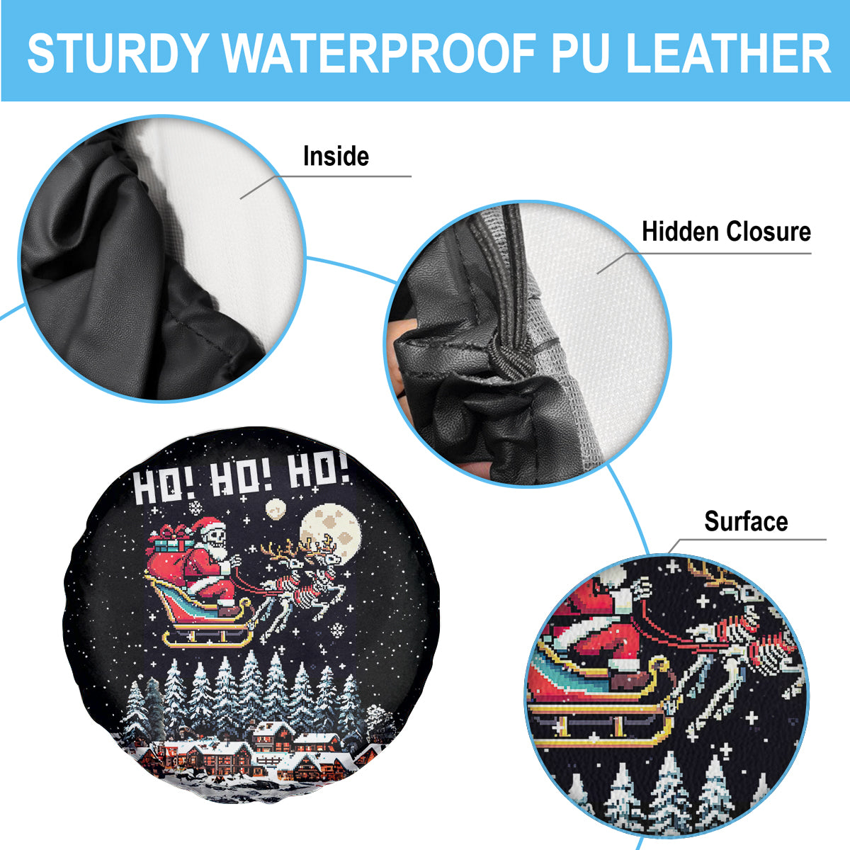 Skeleton Santa Claus Spare Tire Cover Santa Is Coming Ho Ho Ho - Wonder Print Shop