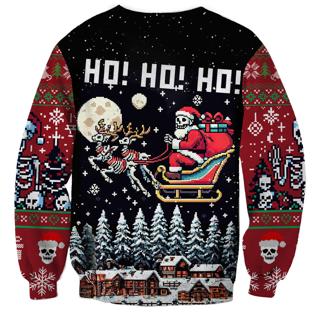 Skeleton Santa Claus Sweatshirt Santa Is Coming Ho Ho Ho - Wonder Print Shop