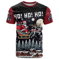 Skeleton Santa Claus T Shirt Santa Is Coming Ho Ho Ho - Wonder Print Shop