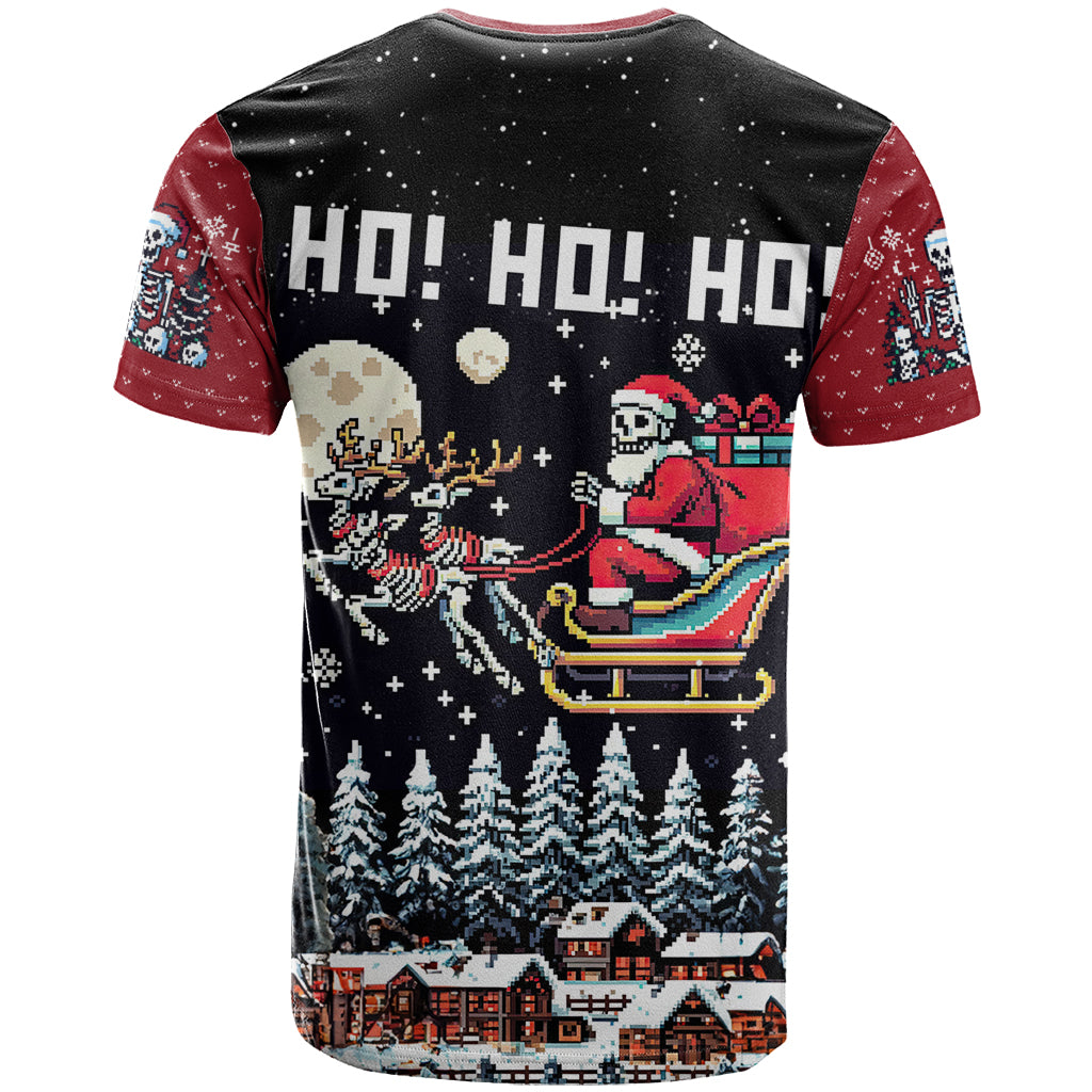 Skeleton Santa Claus T Shirt Santa Is Coming Ho Ho Ho - Wonder Print Shop