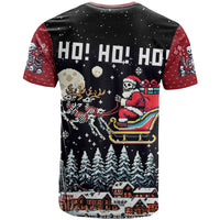 Skeleton Santa Claus T Shirt Santa Is Coming Ho Ho Ho - Wonder Print Shop