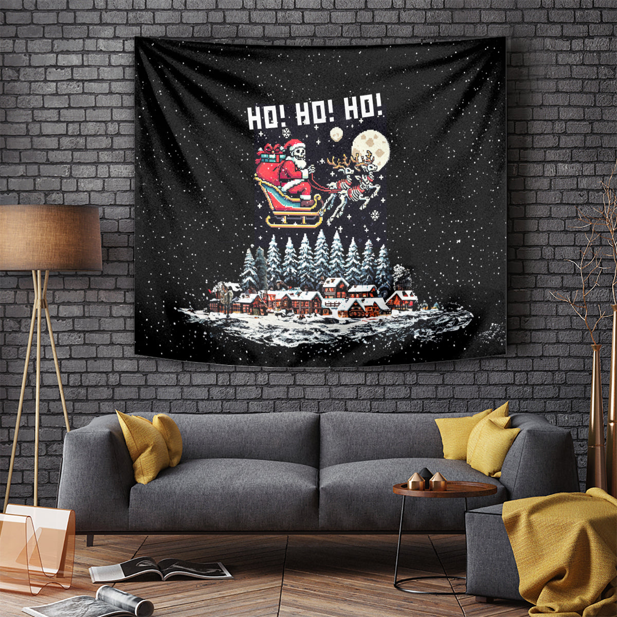Skeleton Santa Claus Tapestry Santa Is Coming Ho Ho Ho - Wonder Print Shop