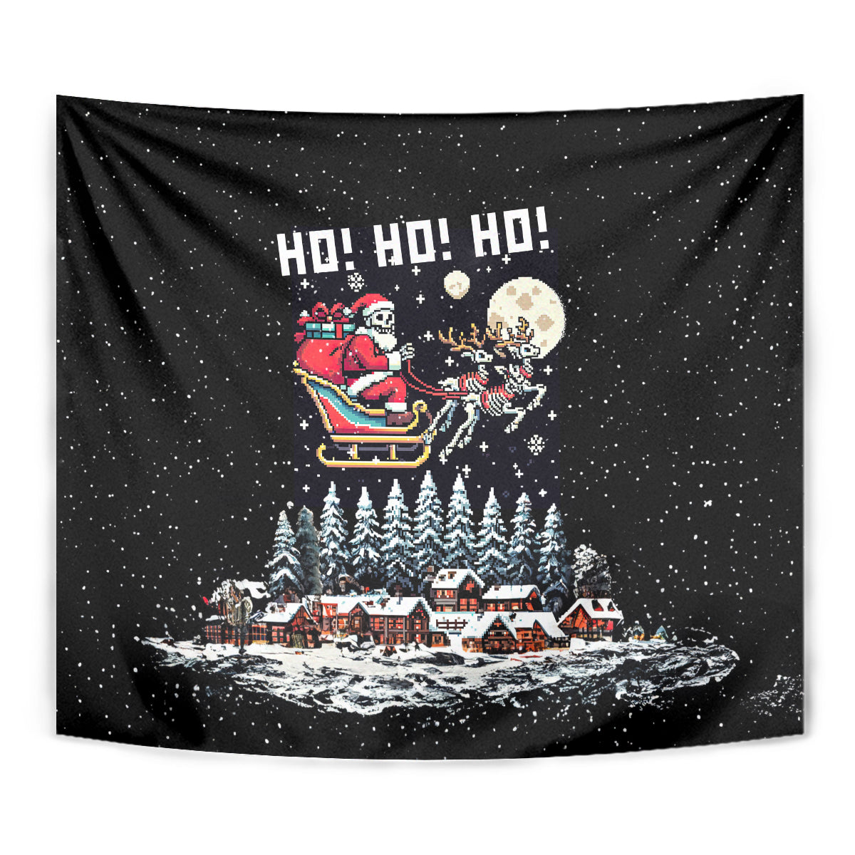 Skeleton Santa Claus Tapestry Santa Is Coming Ho Ho Ho - Wonder Print Shop