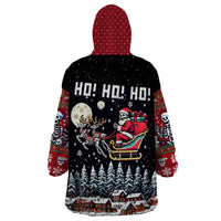 Skeleton Santa Claus Wearable Blanket Hoodie Santa Is Coming Ho Ho Ho - Wonder Print Shop
