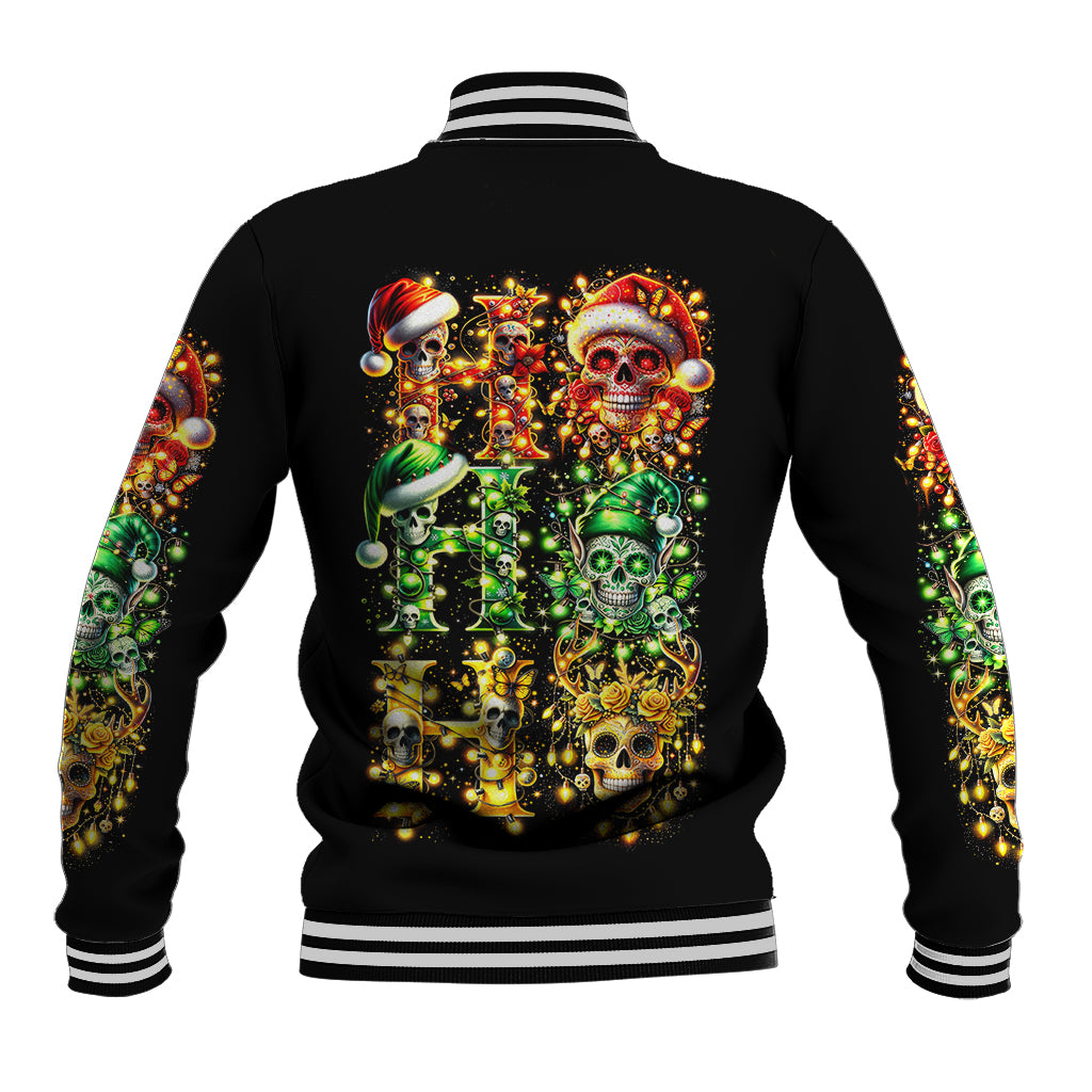 Sugar Skull Santa Baseball Jacket Sugar Skull Ho Ho Ho - Wonder Print Shop