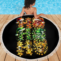 Sugar Skull Santa Beach Blanket Sugar Skull Ho Ho Ho - Wonder Print Shop