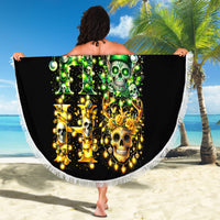 Sugar Skull Santa Beach Blanket Sugar Skull Ho Ho Ho - Wonder Print Shop