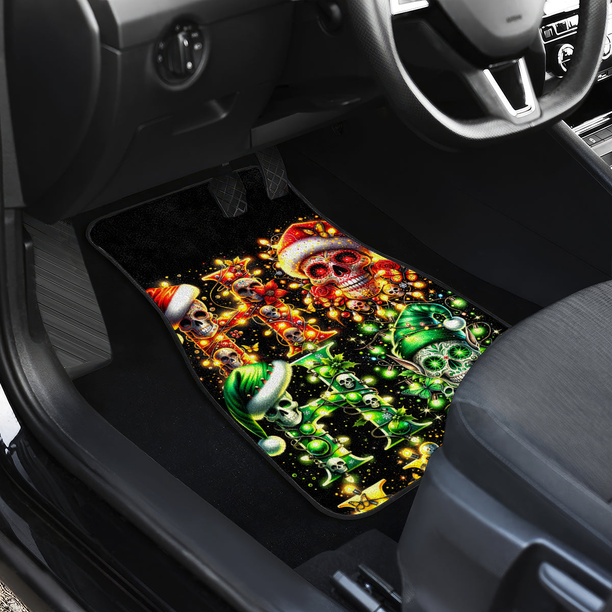 Sugar Skull Santa Car Mats Sugar Skull Ho Ho Ho - Wonder Print Shop