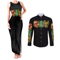 Sugar Skull Santa Couples Matching Tank Maxi Dress and Long Sleeve Button Shirt Sugar Skull Ho Ho Ho - Wonder Print Shop