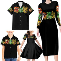 Sugar Skull Santa Family Matching Long Sleeve Bodycon Dress and Hawaiian Shirt Sugar Skull Ho Ho Ho - Wonder Print Shop