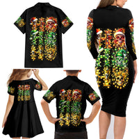 Sugar Skull Santa Family Matching Long Sleeve Bodycon Dress and Hawaiian Shirt Sugar Skull Ho Ho Ho - Wonder Print Shop