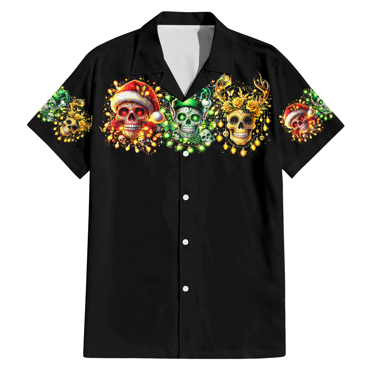 Sugar Skull Santa Family Matching Mermaid Dress and Hawaiian Shirt Sugar Skull Ho Ho Ho - Wonder Print Shop