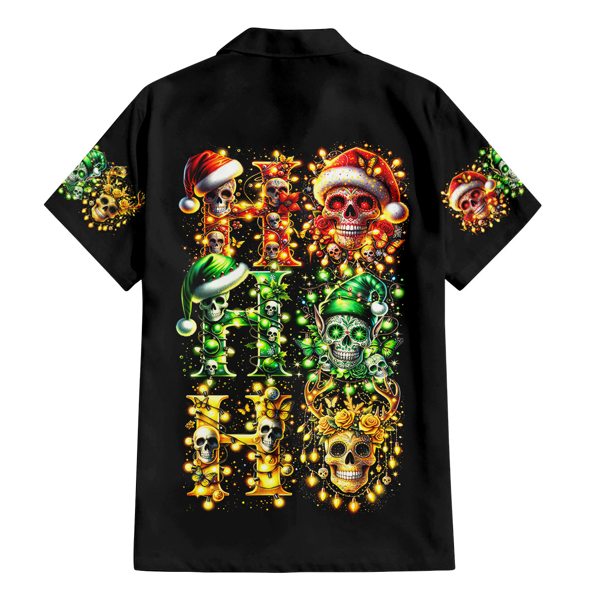 Sugar Skull Santa Family Matching Mermaid Dress and Hawaiian Shirt Sugar Skull Ho Ho Ho - Wonder Print Shop