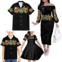 Sugar Skull Santa Family Matching Off Shoulder Long Sleeve Dress and Hawaiian Shirt Sugar Skull Ho Ho Ho - Wonder Print Shop