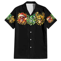 Sugar Skull Santa Family Matching Off Shoulder Long Sleeve Dress and Hawaiian Shirt Sugar Skull Ho Ho Ho - Wonder Print Shop