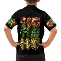 Sugar Skull Santa Family Matching Short Sleeve Bodycon Dress and Hawaiian Shirt Sugar Skull Ho Ho Ho - Wonder Print Shop