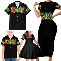 Sugar Skull Santa Family Matching Short Sleeve Bodycon Dress and Hawaiian Shirt Sugar Skull Ho Ho Ho - Wonder Print Shop