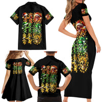 Sugar Skull Santa Family Matching Short Sleeve Bodycon Dress and Hawaiian Shirt Sugar Skull Ho Ho Ho - Wonder Print Shop