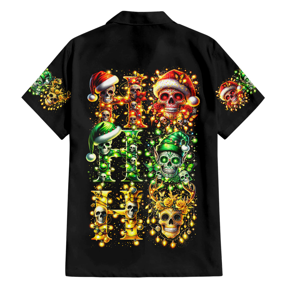 Sugar Skull Santa Hawaiian Shirt Sugar Skull Ho Ho Ho - Wonder Print Shop