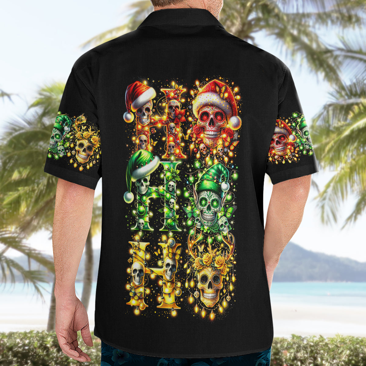 Sugar Skull Santa Hawaiian Shirt Sugar Skull Ho Ho Ho - Wonder Print Shop