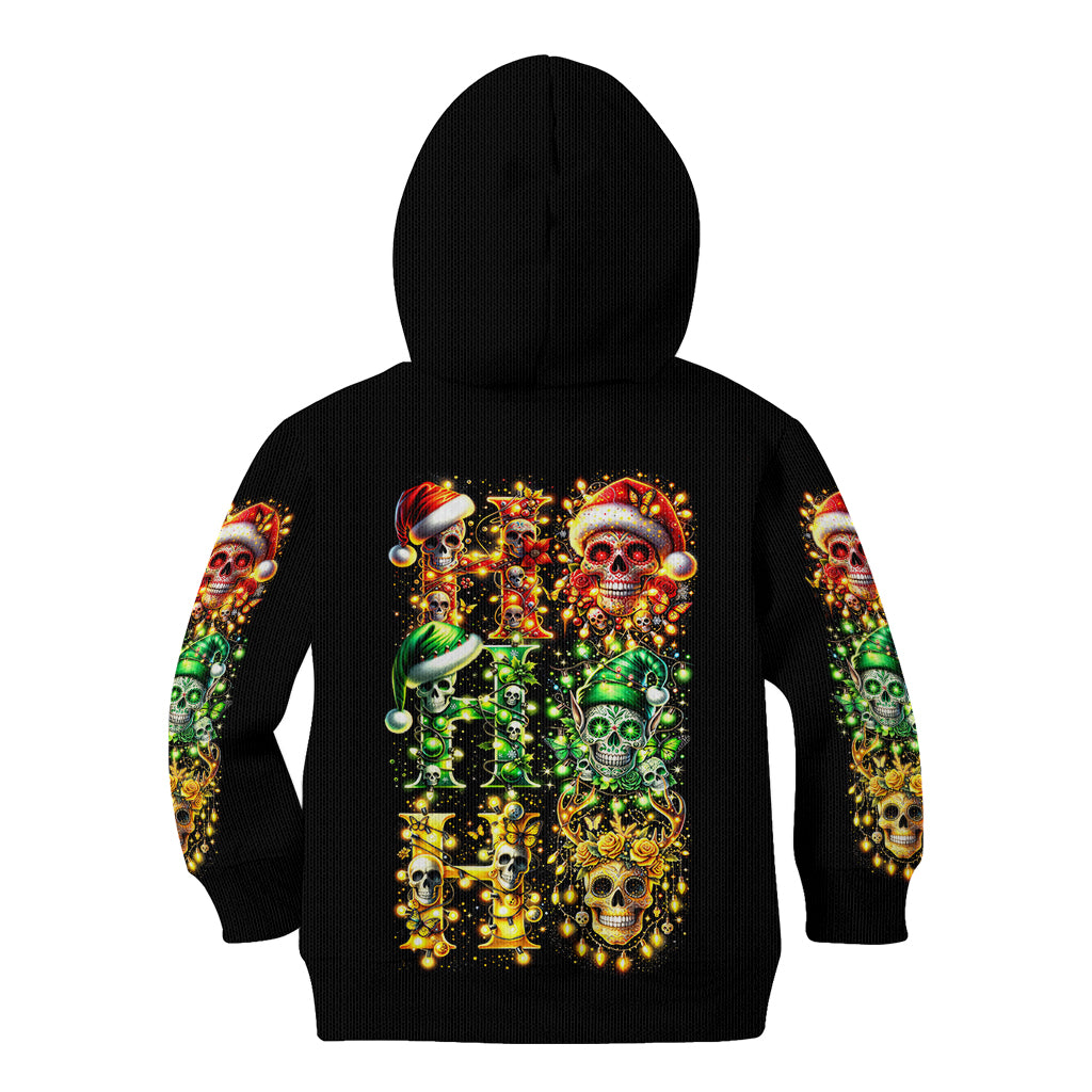 Sugar Skull Santa Kid Hoodie Sugar Skull Ho Ho Ho - Wonder Print Shop