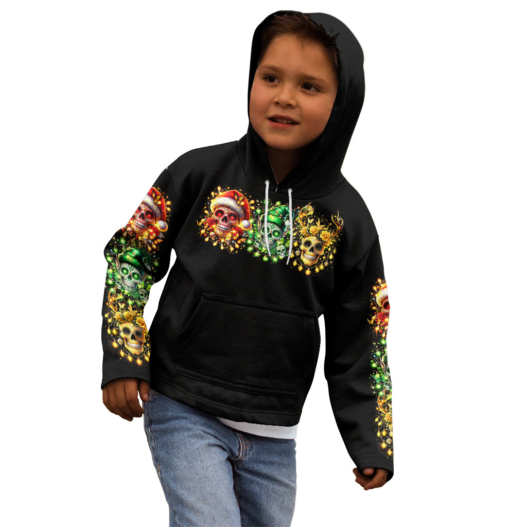 Sugar Skull Santa Kid Hoodie Sugar Skull Ho Ho Ho - Wonder Print Shop