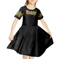 Sugar Skull Santa Kid Short Sleeve Dress Sugar Skull Ho Ho Ho - Wonder Print Shop