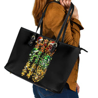 Sugar Skull Santa Leather Tote Bag Sugar Skull Ho Ho Ho - Wonder Print Shop