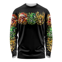 Sugar Skull Santa Long Sleeve Shirt Sugar Skull Ho Ho Ho - Wonder Print Shop