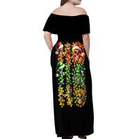 Sugar Skull Santa Off Shoulder Maxi Dress Sugar Skull Ho Ho Ho - Wonder Print Shop